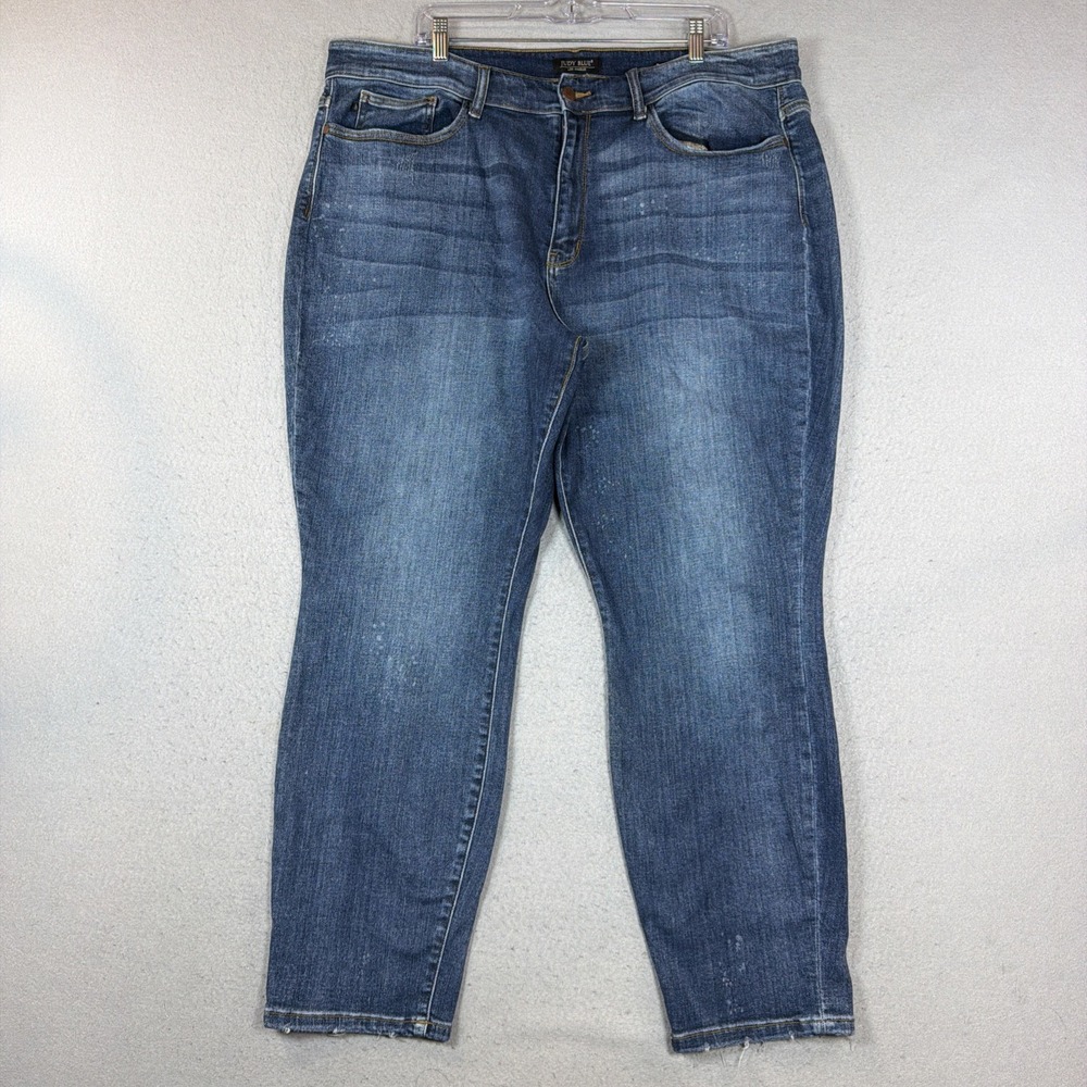 Judy Blue Jeans Women Boyfriend Fit Mid Rise Distressed Stretch Denim Size 22W